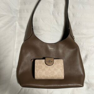 Coach Brooklyn Shoulder Bag - Chocolate Brown Shoulder Bag with Beige Wallet